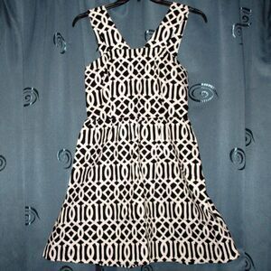 'Mud Pie' Black & White Geometric Dress Size M (8–10) Fit & Flare Sleeveless